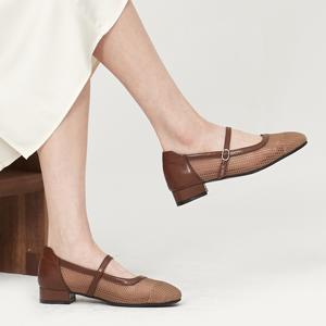 [정상가 149,000원] 여성 소가죽 시스루 메리제인 플랫슈즈 - 3FS4011/4012