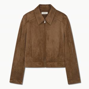 [롯데백화점]크롭 빈티지 스웨이드 스탠 카라 블루종 자켓