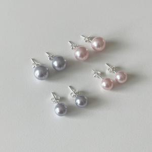 [브리치]  / 실버925 핑크 그레이 컬러 스왈진주 은귀걸이