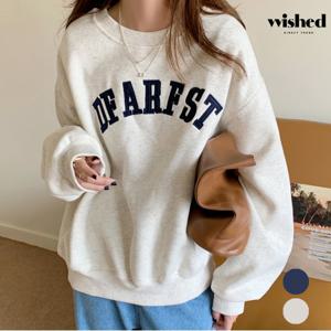 정상가:49,000원ㅣ데일리 라운드넥 자수 루즈핏 맨투맨 티셔츠 (WIBCTS011)