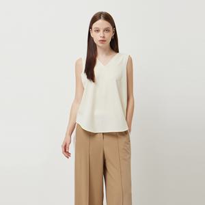 [본사] 백 리본 브이넥 슬리브리스 블라우스_SAWSE9531IV