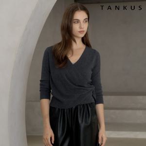 정상가 59000원ㅣ브이넥 매듭 랩 골지 긴팔 니트 (TX3KP012L0)