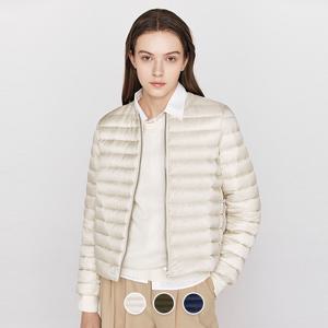 여성 라운드넥 일자 퀼팅 오리털 덕다운 경량 자켓 375909