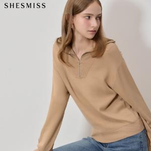 (SHESMISS)] 딥무드 세일러 카라 하프 집업 니트 (택가격: 198000원)