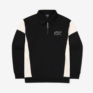 휠라 컬러블럭 면혼방 카라 반집업 맨투맨 FS2POF3107X_BLK