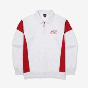 휠라 컬러블럭 면혼방 카라 반집업 맨투맨 FS2POF3107X_WTM