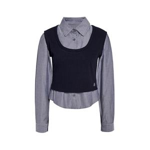 뷔스티에 배색 조끼 카라 블라우스 GS3N0BL381