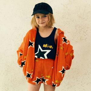 더블 스타 올오버 테리 후디 집업(ORANGE RED)