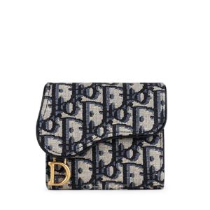 디올 반지갑 새들 로터스 오블리크 블루