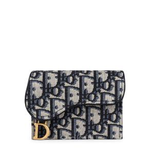 디올 카드지갑 새들 자스민 아코디언 홀더 오블리크 블루