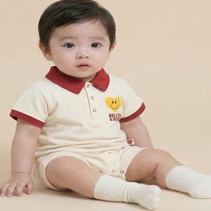 베이비스마일하트 반팔카라점프수트 BB6EBS12DR