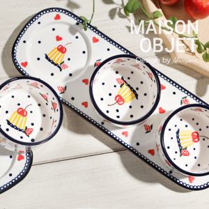 프리카 3구 나눔접시 1피스+미니 램킨볼 3피스