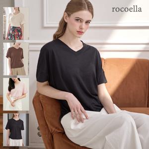 디어스 린넨 블렌디드 V넥 여성 티셔츠