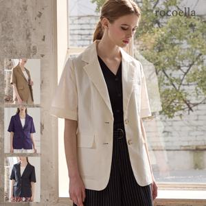 모브 프렌치 린넨 100 여성 반팔 자켓