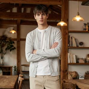 [26SS][2컬러 택1] 남성 멜란지 면혼방 가디건 HZSW6A203