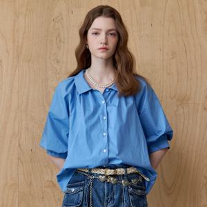 셔링 벌룬소매 반팔 셔츠 블라우스