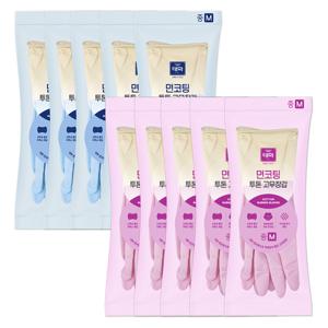 태화 면코팅 투톤 고무장갑 5켤레 블루 핑크