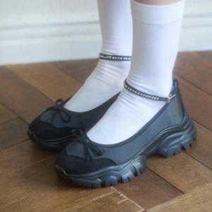 [★에스파 윈터 착용] 라운드 토 큐빅 스트랩 스니커즈 412410001 (5.5cm/2colors)