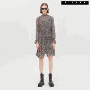 아울렛 플라워 패턴 플리츠 원피스 SAOP03141_BK