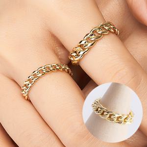 엘렌쥬얼리 14K 18K 할로우 커브 체인 금 반지