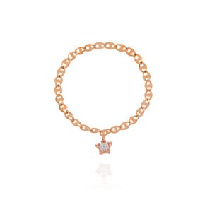 엘렌쥬얼리 14K 리틀 스타 딸랑이 플랫 체인 금 반지