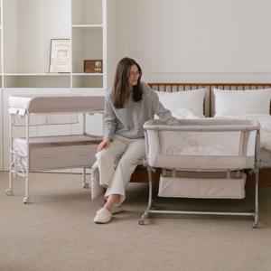 [3/23일 순차출고] 26년형 드림콧 신생아 접이식 아기침대 + 기저귀 갈이대 세트 / (+침대/기저귀갈이대 전용 토이바&방수패드)