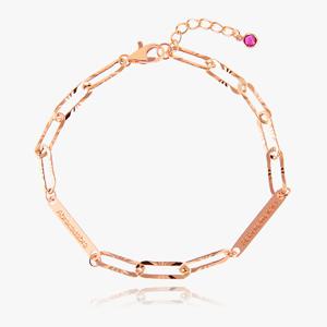 14K 포춘 글리터 클립 탄생석 체인 금 팔찌