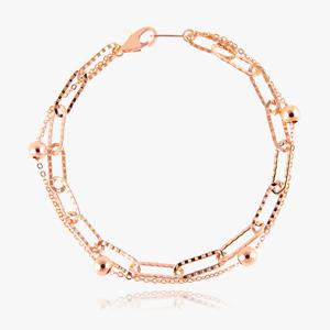 14K 18K 할로우 클립 페르소나 레이어드 볼 체인 금 팔찌