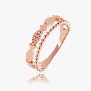 14K 18K 더블 라인 물고기 레이어드 미스 링 반지