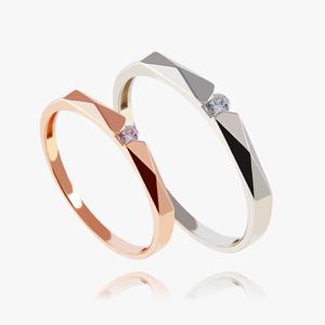 14K 노블리아 컷팅 커플 링 금 반지