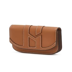 [헤지스/선물포장]브라운 이니셜로고 소가죽 카드지갑HIHO5F560W2