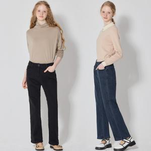 [최초가 159800원]2SET  헤리티지 버튼 기모 스트레이트 데님 팬츠 2종세트 (택가격 159800원)