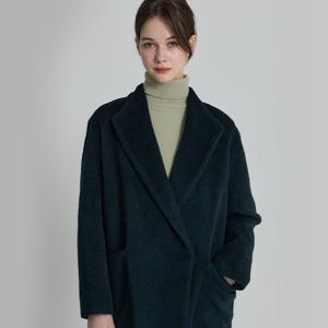 [최초가 398000원][CJ단독](LeOT)] 알파카 울블렌디드 원버튼 빅카라 미디코트