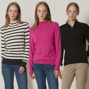 [최초가 79000원]3SET (LeOT)] 비스코스소재 디테일 소프트 니트 3종세트-사이즈 55~88까지