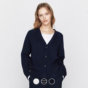 지오다노 여성 봄 간절기 V넥/브이넥 민자 면 니트 가디건 356506