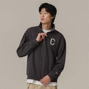 C 로고 하프 집업 맨투맨 Charcoal