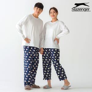 [슬레진저] 남성/여성/커플 잠옷바지 9부 알파벳곰 파자마 체크 긴