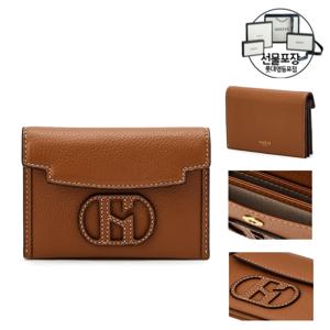 [헤지스/선물포장]여성 브라운 소가죽 명함지갑HIHO534
