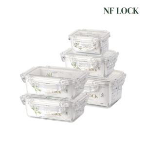 [롯데백화점]직사각 밀폐용기 5종 세트(220ml450ml635ml635ml(칸막이)1200ml)