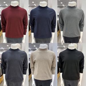 남성 얇고 부드러운 하프터틀넥 반목폴라 니트 스웨터 티셔츠 6컬러_JK