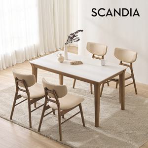 멜리토 포세린 통세라믹 4인용 원목 1300 식탁세트(의자4)