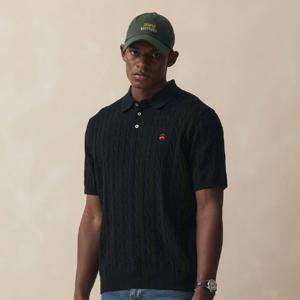 [Online Exclusive] 코튼 케이블 폴로 반팔 스웨터 (블랙) (BBWTMO204AUFM)