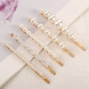 5개세트 진주 헤어핀 실핀 여성 앞머리핀 클립형 실버 큐빅 보석 머리핀
