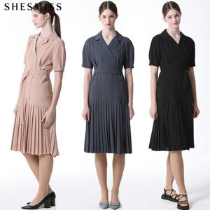 (SHESMISS)] 우아한 레이디 퍼프소매 플리츠 원피스 (택가격 338000원)