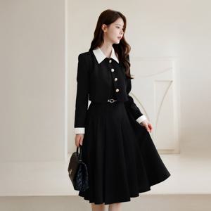 (~XXL까지) 플로비 레이어드 자켓 플레어 트위드 원피스 가을 하객룩 오피스룩 모임룩 격식룩 빅사이즈