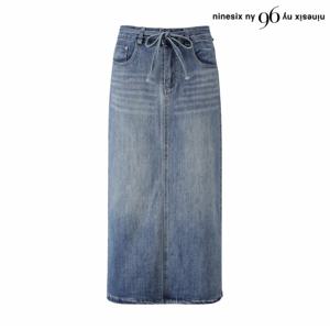 정상가:89,000원 ㅣ 데님 끈 뒷 트임 롱 스커트 (NP3WH004L0)
