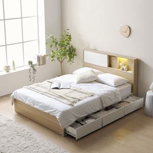 이즈 가일 LED 3서랍 빅수납침대 프레임 Q