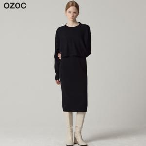 루즈핏 크롭 니트 탑+슬리브리스 니트 원피스 세트