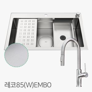 RECO85/W EMBO 레이어드 사각씽크볼+벽수전+프리미엄 RIVA-U 454 거위목 수전
