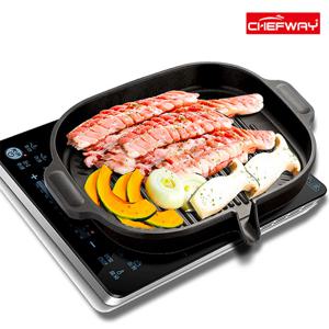 쉐프웨이 IH 인덕션겸용 고기구이 그릴팬 삼겹살팬 사각 32cm